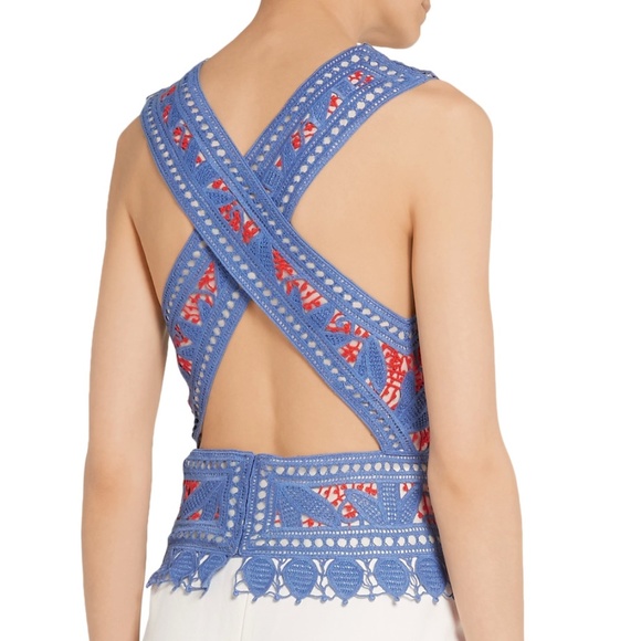 Tory Burch Evie Top runway Guipure Crochet Lace 10 - Picture 4 of 7